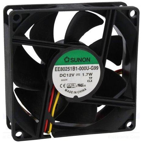 Ventilatore 12Vdc 92x92x25mm 3Ball wire 2W