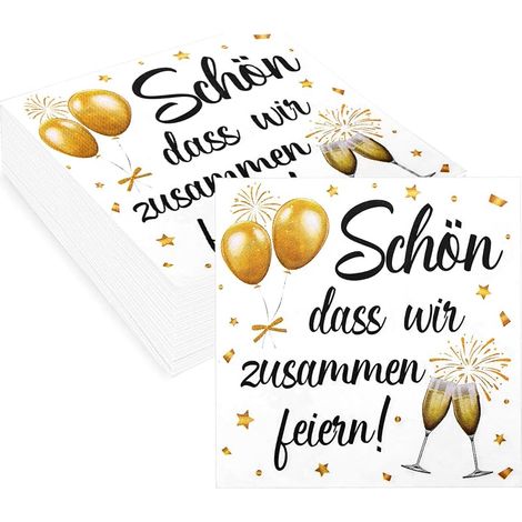 100 Blatt Papierservietten, 33 x 33 cm, „Schön, dass wir zusammen feiern“, 33 x 33 cm (1/5)