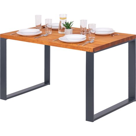 LAMO Manufaktur Table è manger, table pour salle è manger 120x80x76 cm, Bois massif, Modern, Frène Foncé / Gris, LEG-01-A-004-7016M