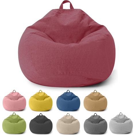 Bean Bag Chair for Kids Adults, Cover Only (No Filler), Bean Bag Chair for Bedroom, Office, Living Room, Patio (Red) (1/5)