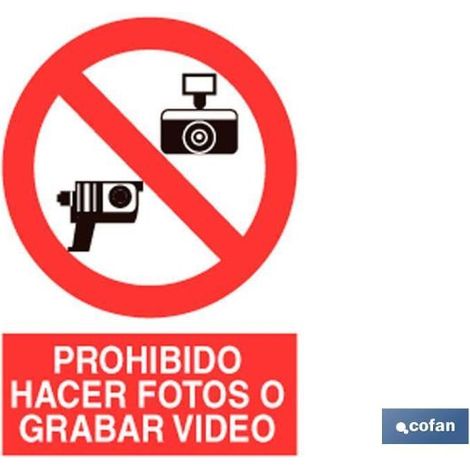 Señal poliestireno 297x210mm pictograma y texto prohibido fotos y video