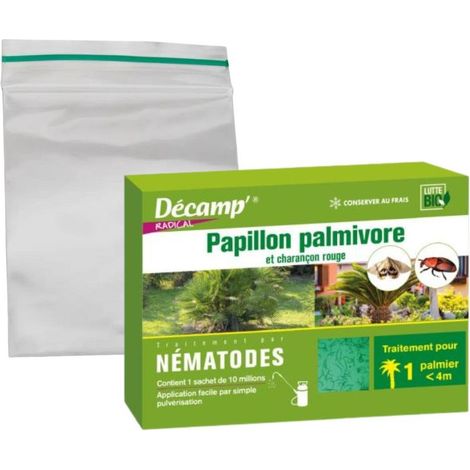 Nématodes SC anti charançon rouge du palmier 10M – Lutte biologique ciblée – Action rapide en 48h – Pour traitements préventifs et curatifs – Décamp'