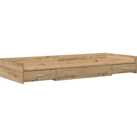Lit simple,Lit adulte,Cadre de lit avec rangement Chêne artisanal 90 x 200 cm CFW6045093 (1/5)