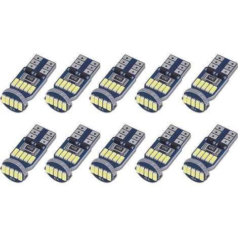 Lot de 10 Ampoules LED T10 W5W Canbus Sans Erreurs 15pcs SMD 4014 Lampes LED Voiture 194 168 2825 Blanc 6000K pour Eclairage Intérieur, Eclairage Coffre,Plaque, Feux de Position DC 12V (1/5)