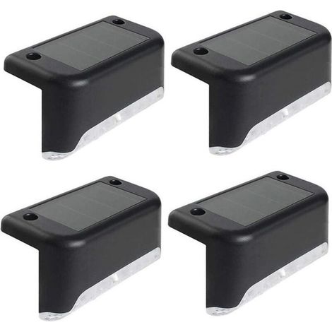 Lot de 4 Lampes Solaires, Eclairage à LED Lampe Solaire Exterieur, Lumières Solaires Exterieure Jardin Lumière blanche Étanche Décoration pour Escalier Pont Marches Clôture Cour Terrasse Chemin [Class (1/5)