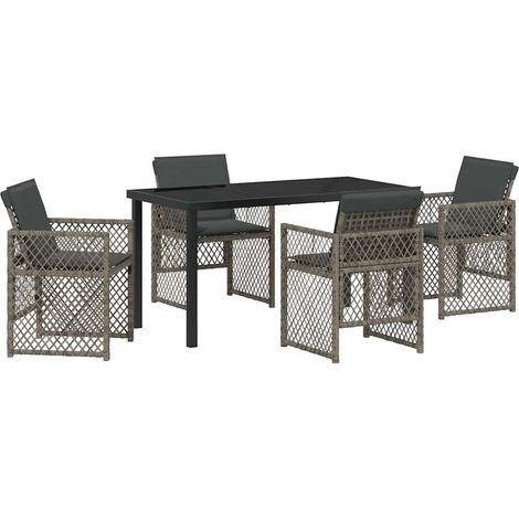 Ensemble de salle à manger pour jardin 5 pcs Mobilier de jardin Gris polyrotin (1/5)