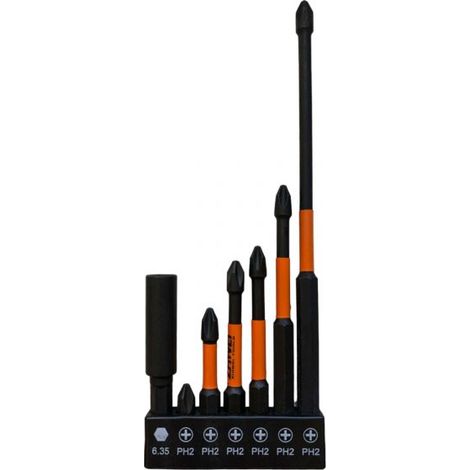 Set 6 Punte PH2 per Trapano avvitatore + Portainserti magnetico attacco 1/4" (1/5)
