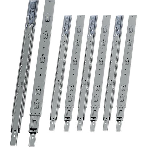 Randaco 4 Paar Schubladenschienen 600 mm Vollauszug, 3-teilig, Softclose mit Selbsteinzug, 45 kg Tragkraft, Schubladenauszug aus Stahl (1/5)