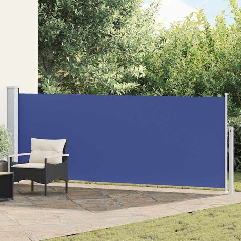 Auvent latéral rétractable de patio 140x500 cm Bleu (1/5)
