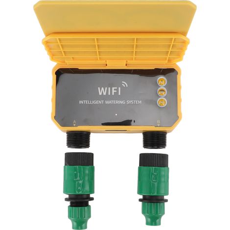Programmeur d'arrosage WiFi 2 voies solaire avec application, détection de pluie et écran filtrant pour jardin (1/5)