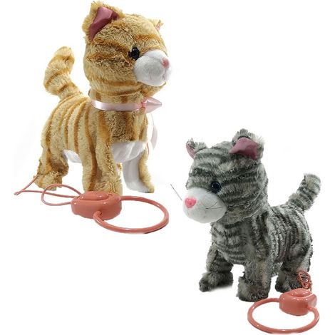 Cucciolo gattino filo guidato gatto miagola scodinzola cammina gioco bambini new peluches idea regalo natale (1/5)