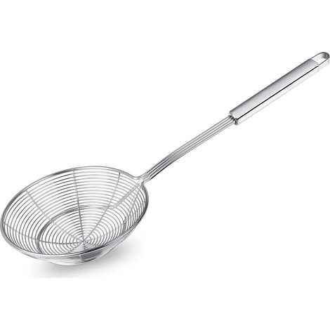 Colador de araña de acero inoxidable duradero para una cocción segura y sencilla.