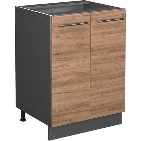 Meuble bas de cuisine Fame-Line, Chêne de force doré, 60 cm sans plan de travail, Vicco