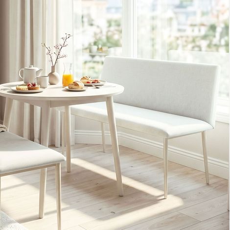 2-Sitzer-Esszimmerbank mit Rückenlehne, 120 cm, Leinenoptik, Beige, OKMYHOME (1/5)