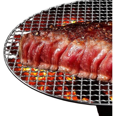 Runder Grillrost aus Edelstahl 304, Metallgrill für Camping, Picknicks, Grillabende, Küchenzubehör (27 cm) (1/5)