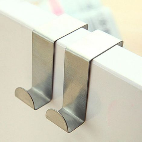 Lot De 4 Crochets De Porte en Acier Inoxydable – pour Porte Standard Et Armoire, Porte Manteau pour Porte, Bleu/Rose/Naturel, Porte- (1/5)