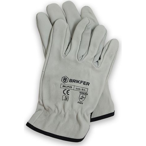 BRIKFER Guantes de Trabajo de Piel Hombre y Mujer EN 388 3132X Talla 9/L (1/3)