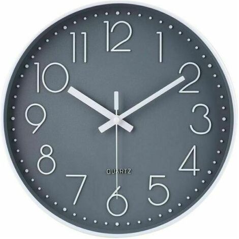 Moderne Horloge Murale silencieuse et sans tic-tac,Horloge Murale Mute Silencieuse Pendule Murale pour La Chambre Cuisine Salon - Gris-30 CM (1/5)