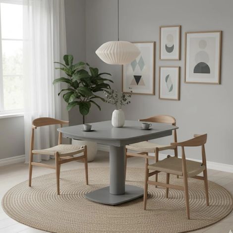 Oslo, Tavolo allungabile con top in Vetro temperato Grigio (90cm X 120/180cm H. 76cm)  Duzzle (1/5)