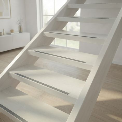 Bande d'escalier antidérapante en caoutchouc auto-adhésive - Gris - Largeur 13,5 mm - Longueur 15 mètres