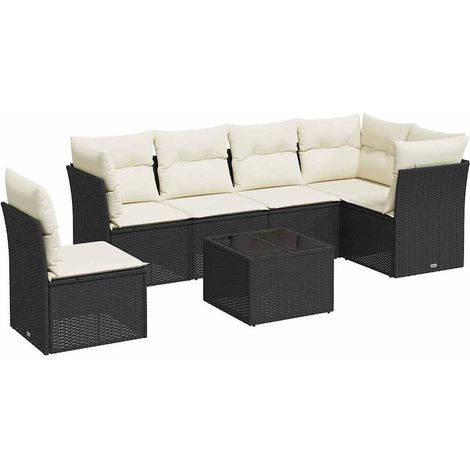 Maison Exclusive - Set Divani da Giardino con Cuscini 7pz Nero Polyrattan (1/4)