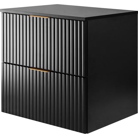 Mobile lavabo, Nero, 60 x 57 x 46 cm, maniglia dorata + Piano (1/5)