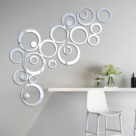 24 pegatinas de pared con efecto espejo，pegatinas redondas para pared，decoración de pared，decoración del hogar (1/5)