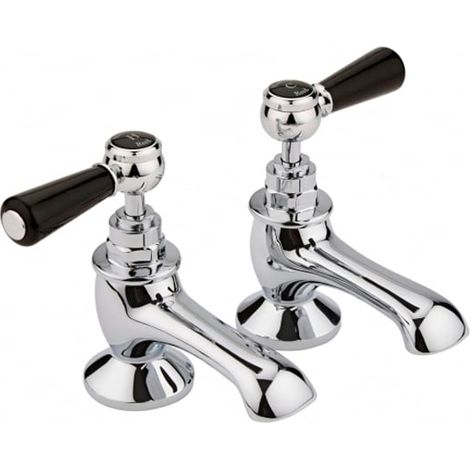 Hudson Reed Topaz Black Lever Basin Taps Hexagonal Collar (1/4)
