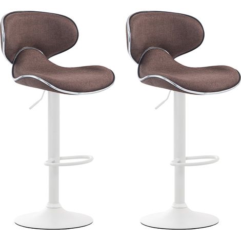 Lot de 2 tabourets de bar Las Vegas V2 en tissu Marron Blanc (1/4)