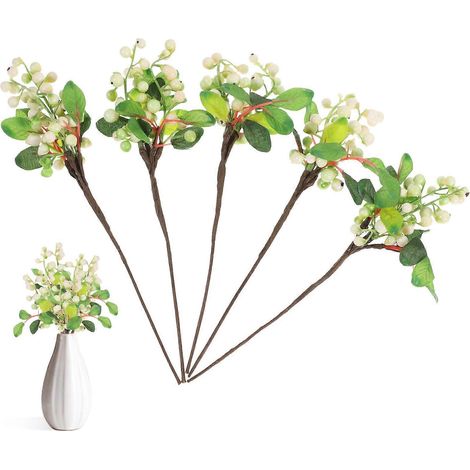 Stück weiße und grüne künstliche, zarte Beeren aus naturgetreuem Stoff, Blaubeeren, Deko-Fruchtblumen, Weihnachtsschmuck zum Selbermachen.-25.00X8.00X3.00CM (1/4)
