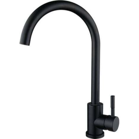 Schwarze Küchenarmatur, 360° schwenkbarer Küchenmischer, Küchenarmatur mit hohem Auslauf, schwarze Warm- und Kaltwasser-Spültischarmatur erhältlich (1/4)
