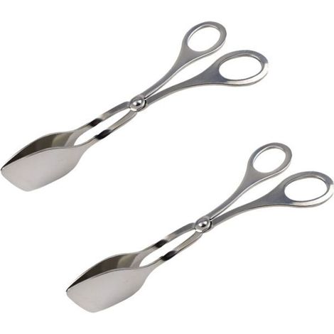 Kitchen Scissors, Stainless Steel Tongs, Grilling Tongs, Bread Tongs (1/4)