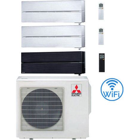 Klimaanlage Mitsubishi Kirigamine Stil Wifi R32 Schwarz-Weiß Test-Split-Wechselrichter 9000 + 9000 + 12000 BTU mit U.E. MXZ-3F54VF NEUE Klasse A+++/A++
