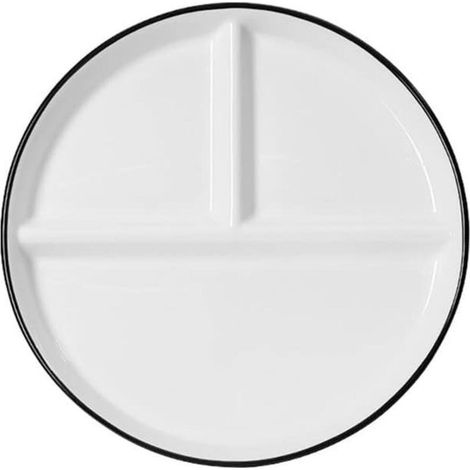 Assiette Compartiment Adulte en Céramique, Divisée en 3 pour Controle des Portions, Régime, Salade, Dessert, Nouille, Bifteck, Petit Déjeuner (1/5)