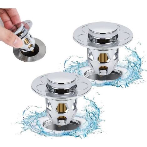 Bouchon Évier Pop-Up - Universel - Compatible Lavabo Baignoire Cuisine - 2 Pièces