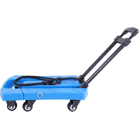 Chariot de courses pliable et portable à 6 roues avec poignée télescopique, bleu (1/5)