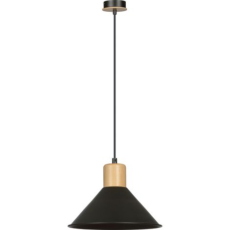 Sospensione Nordica 1 Luce Rowen In Acciaio Nero E Legno (1/5)