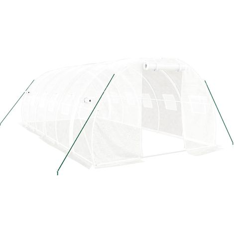 Serra tenda riparo piante fiori ortaggi con struttura in acciaio 18 m² 6 x 3 x 2 m bianca 020044553