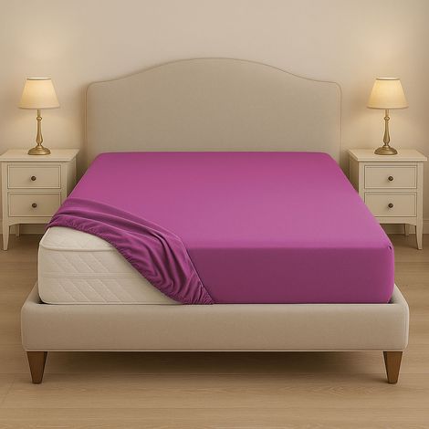 Lenzuolo sotto su misura in cotone 100% – Con angoli elastici per letti fuori misura – Made in Italy Fucsia
