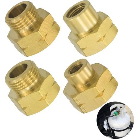 4 stuks gasflessen adapterset Europa, gasflesadapter voor het vullen van Duitse gasflessen n in het buitenland, messing gaspatronen, adapter voor het vullen van Duitse gasflessen, messing (Nr D1-D4) (1/5)