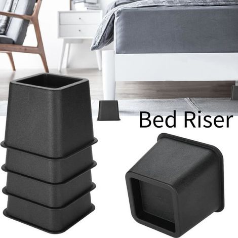 4pcs Rehausseur Pieds de lit Réhausseur de meuble Lit - Table Set Rehausseur meuble ELEVATEUR (1/4)