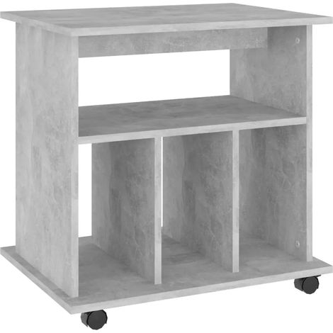 Armoire à roulettes mobile contemporaine rangement bureau 60 x 45 x 60 cm en bois d'ingénierie gris béton (1/4)