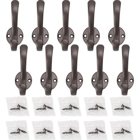 10 sets crochets manteau métal étanches robustes – Mural entrée chambres salles bain cuisines gris, rangement (1/5)