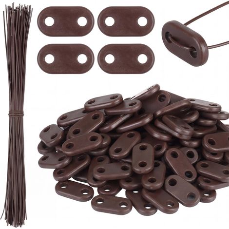 200 Sets Fixation pour Clôture Brise-Vue en PVC, Marron (1/5)