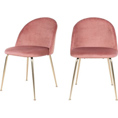 Lot de 2 chaises velours PINOZ – Élégance contemporaine-Rose (1/5)