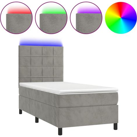 Maison Exclusive - Letto a Molle Materasso e LED Grigio Chiaro 100x200 cm Velluto