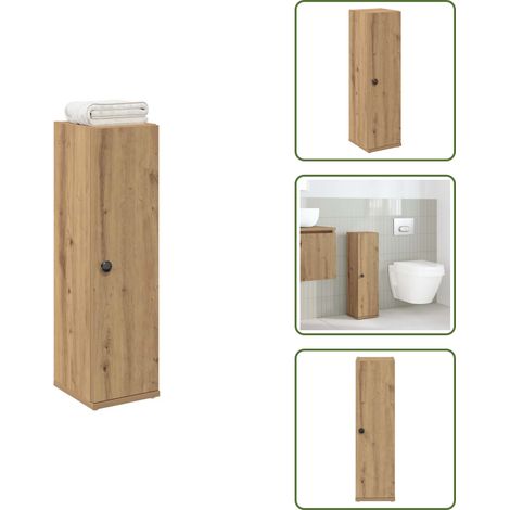 The Living Store Meuble de salle de bain avec porte-rouleau chêne artisanal - Armoire de salle de bain (1/5)