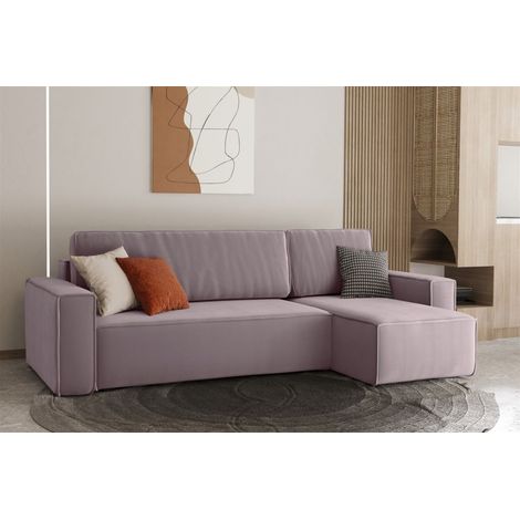 Ecksofa Schlafsofa Sofa MARIS Stoff Lavendel Ottomane Rechts (1/4)