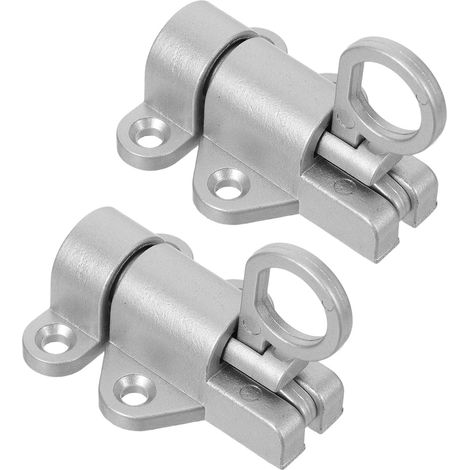 2 Pièces Loquet de Porte de Grange Loquet à Ressort à Verrouillage Automatique en Alliage D'aluminium à Goupille à Ressort Argenté pour Fenêtres et Armoires Silencieux (1/5)