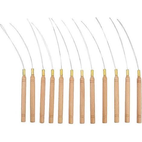 12-teiliger Nadeleinfädler aus Holz für Haarverlängerungen, DIY-Werkzeug (1/3)
